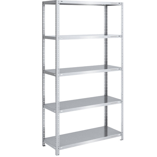 Bolt-together shelving, light duty, double-sided, HxWxD 2000 x 1000 x 500 mm, zinc plated, standard shelf unit.