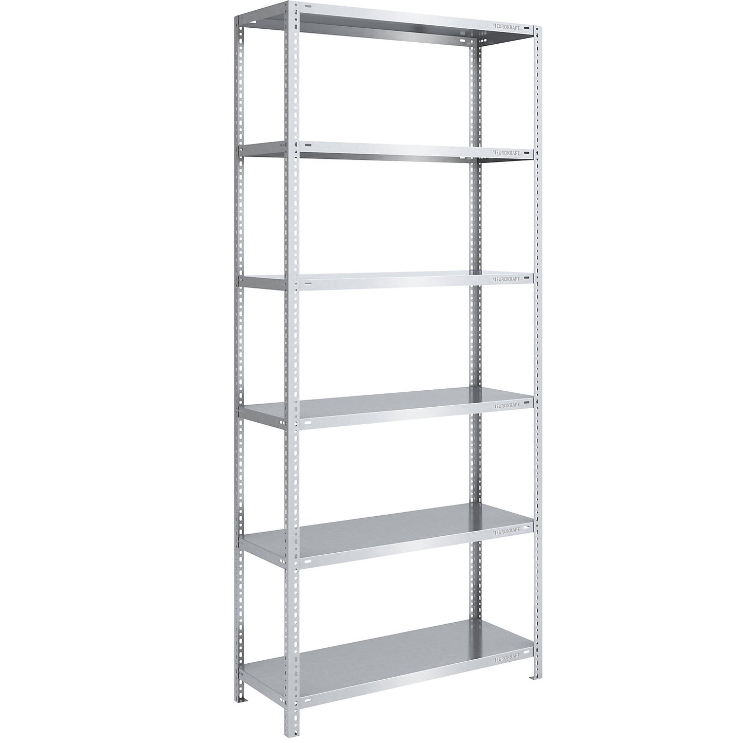 Bolt-together shelving, light duty, double-sided, HxWxD 2500 x 1000 x 500 mm, zinc plated, standard shelf unit.