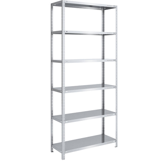 Bolt-together shelving, light duty, double-sided, HxWxD 2500 x 1000 x 500 mm, zinc plated, standard shelf unit.