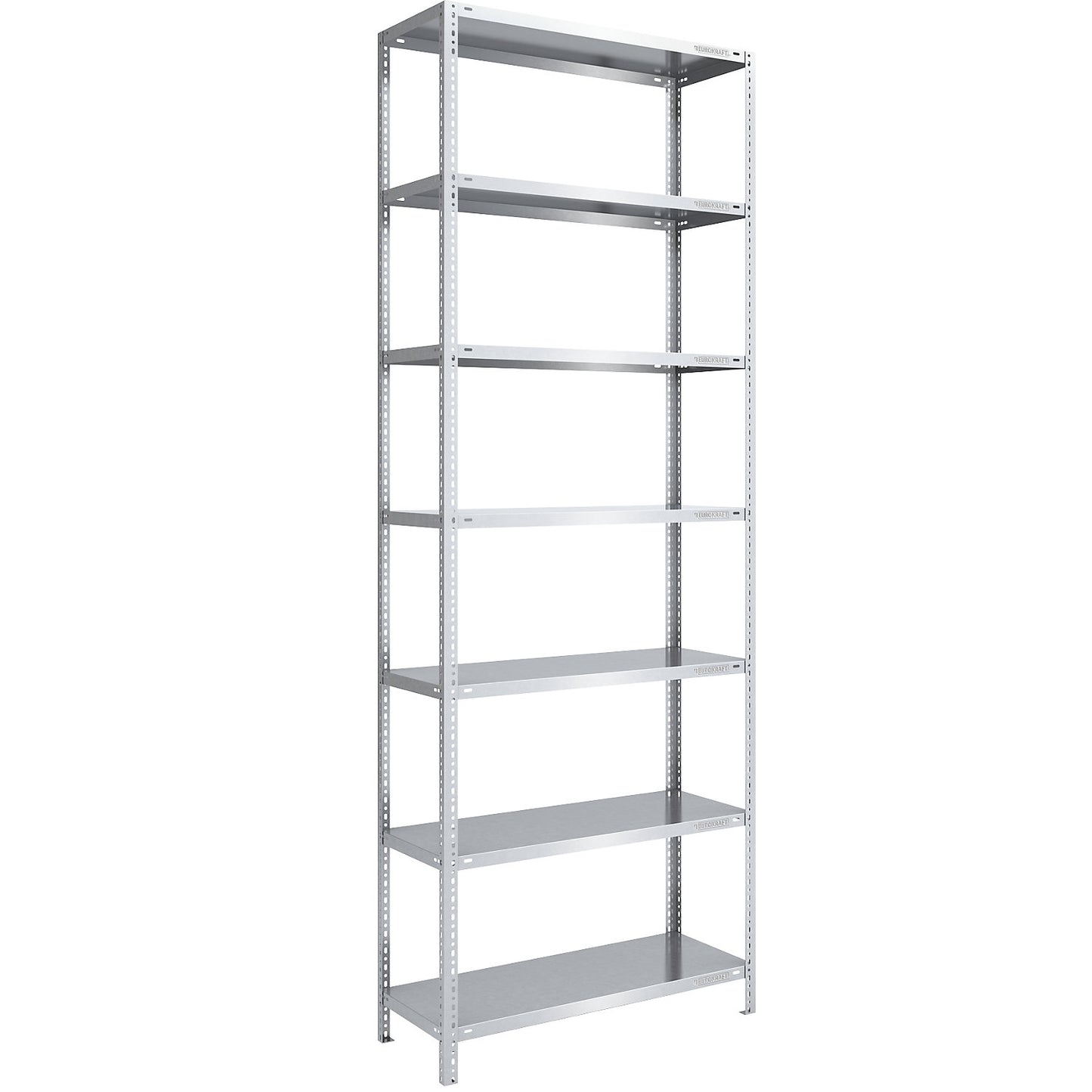 Bolt-together shelving, light duty, double-sided, HxWxD 3000 x 1000 x 500 mm, zinc plated, standard shelf unit.
