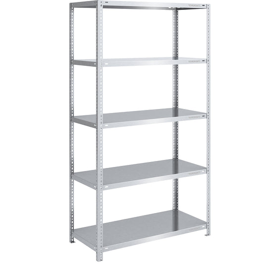 Bolt-together shelving, light duty, double-sided, HxWxD 2000 x 1000 x 600 mm, zinc plated, standard shelf unit.