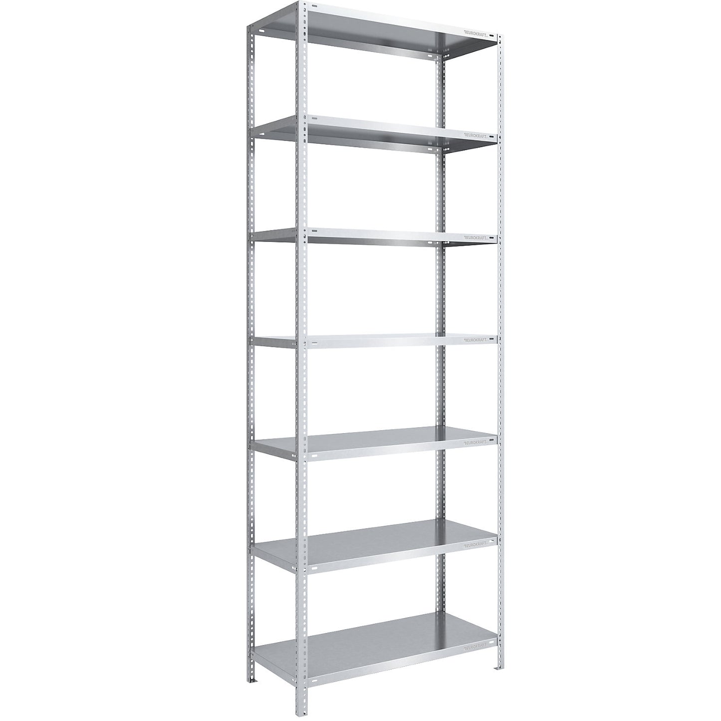 Bolt-together shelving, light duty, double-sided, HxWxD 3000 x 1000 x 600 mm, zinc plated, standard shelf unit.