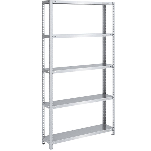 Bolt-together shelving, light duty, double-sided, HxWxD 2000 x 1000 x 300 mm, zinc plated, standard shelf unit.