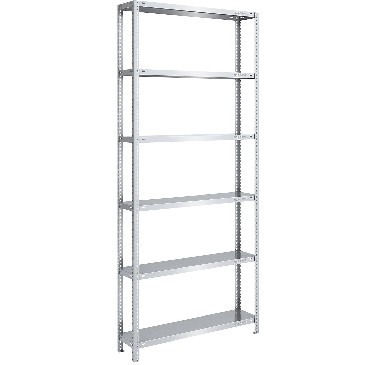 Bolt-together shelving, light duty, double-sided, HxWxD 2500 x 1000 x 300 mm, zinc plated, standard shelf unit.