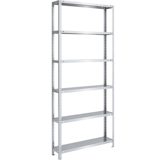 Bolt-together shelving, light duty, double-sided, HxWxD 2500 x 1000 x 300 mm, zinc plated, standard shelf unit.