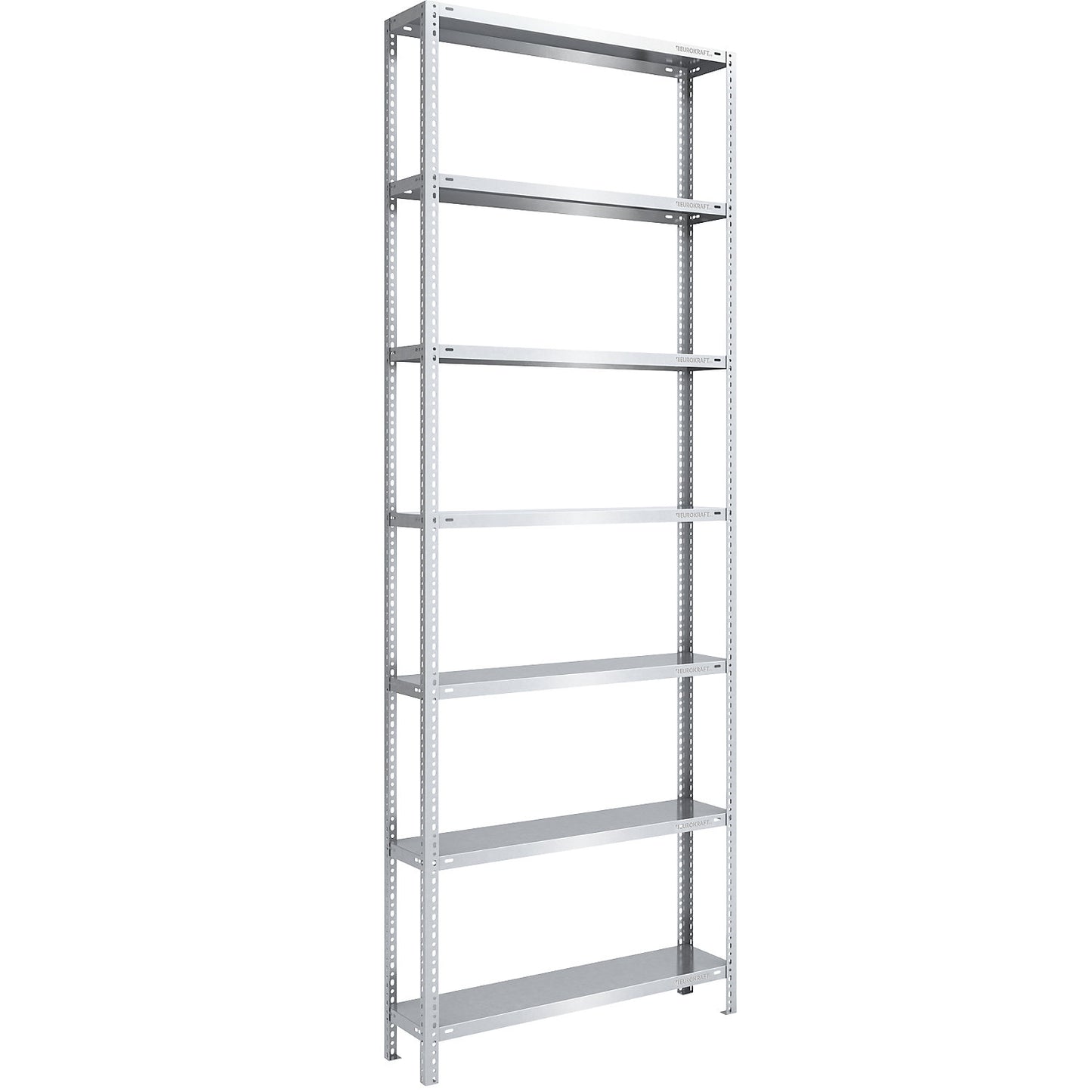 Bolt-together shelving, light duty, double-sided, HxWxD 3000 x 1000 x 300 mm, zinc plated, standard shelf unit.