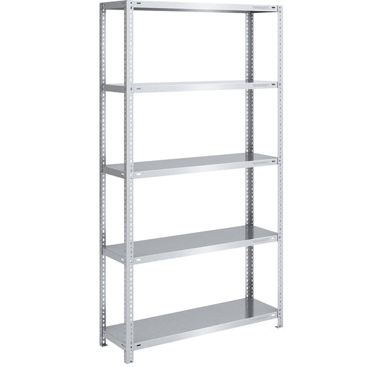 Bolt-together shelving, light duty, double-sided, HxWxD 2000 x 1000 x 400 mm, zinc plated, standard shelf unit.
