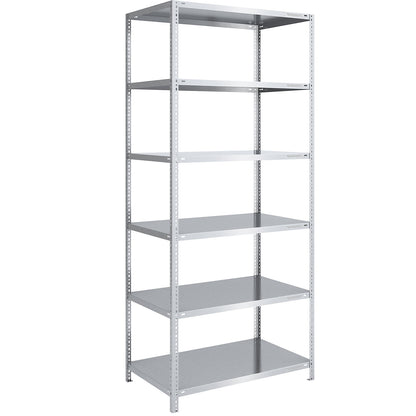Bolt-together shelving, light duty, double-sided, HxWxD 2500 x 1000 x 800 mm, zinc plated, standard shelf unit.