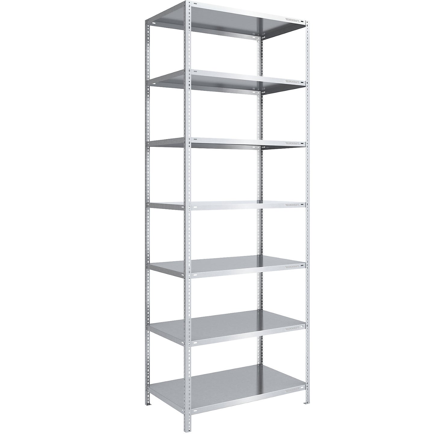 Bolt-together shelving, light duty, double-sided, HxWxD 3000 x 1000 x 800 mm, zinc plated, standard shelf unit.