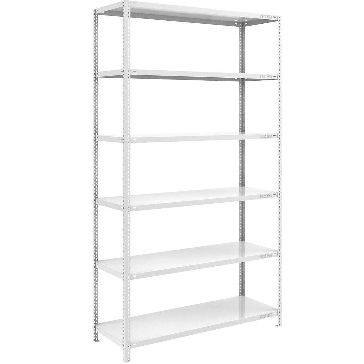 Bolt-together shelving, light duty, double-sided, HxWxD 2500 x 1300 x 600 mm, grey, standard shelf unit.