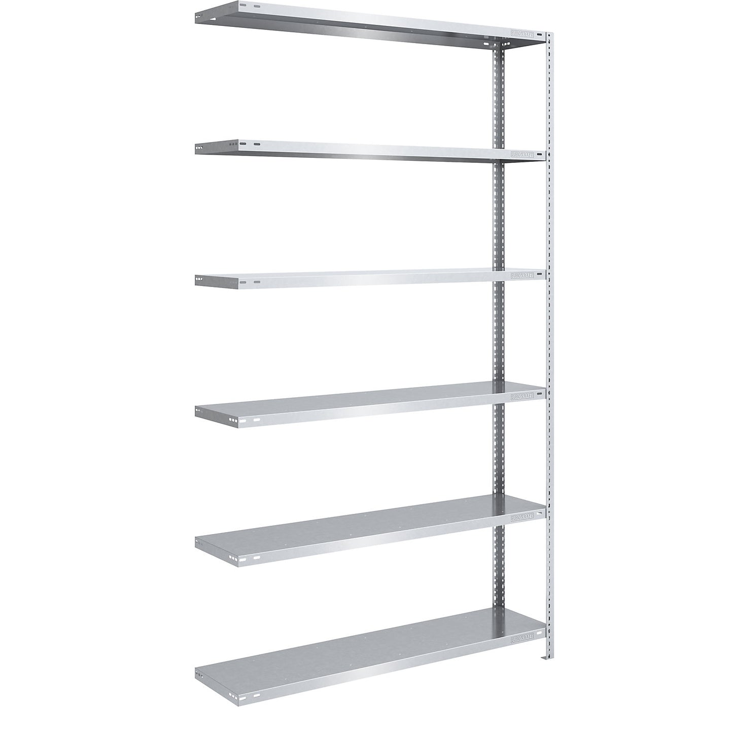 Bolt-together shelving, light duty, double-sided, HxWxD 2500 x 1300 x 400 mm, zinc plated, extension shelf unit.