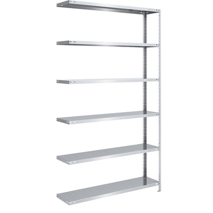 Bolt-together shelving, light duty, double-sided, HxWxD 2500 x 1300 x 400 mm, zinc plated, extension shelf unit.