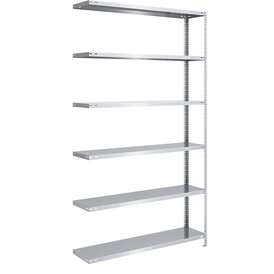 Bolt-together shelving, light duty, double-sided, HxWxD 2500 x 1300 x 400 mm, zinc plated, extension shelf unit.