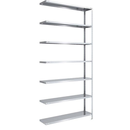 Bolt-together shelving, light duty, double-sided, HxWxD 3000 x 1300 x 400 mm, zinc plated, extension shelf unit.