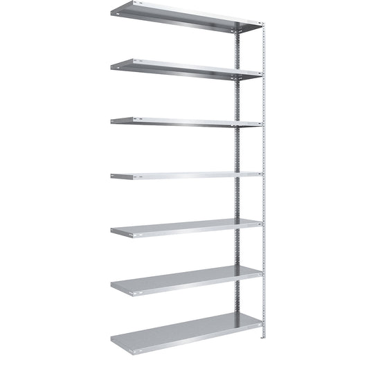 Bolt-together shelving, light duty, double-sided, HxWxD 3000 x 1300 x 500 mm, zinc plated, extension shelf unit.