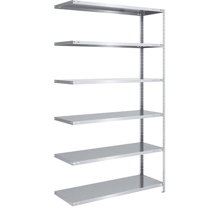 Bolt-together shelving, light duty, double-sided, HxWxD 2500 x 1300 x 600 mm, zinc plated, extension shelving unit.