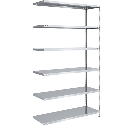 Bolt-together shelving, light duty, double-sided, HxWxD 2500 x 1300 x 600 mm, zinc plated, extension shelving unit.