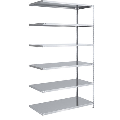 Bolt-together shelving, light duty, double-sided, HxWxD 2500 x 1300 x 800 mm, zinc plated, extension shelf unit.