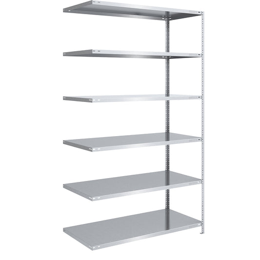 Bolt-together shelving, light duty, double-sided, HxWxD 2500 x 1300 x 800 mm, zinc plated, extension shelf unit.