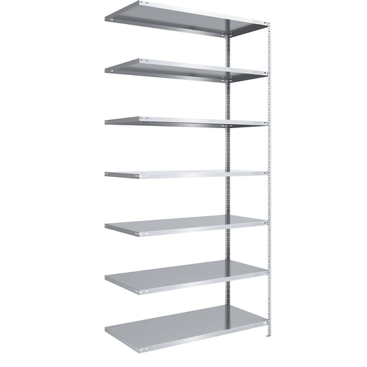 Bolt-together shelving, light duty, double-sided, HxWxD 3000 x 1300 x 800 mm, zinc plated, extension shelf unit.