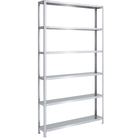 Bolt-together shelving, light duty, double-sided, HxWxD 2500 x 1300 x 300 mm, zinc plated, standard shelf unit.