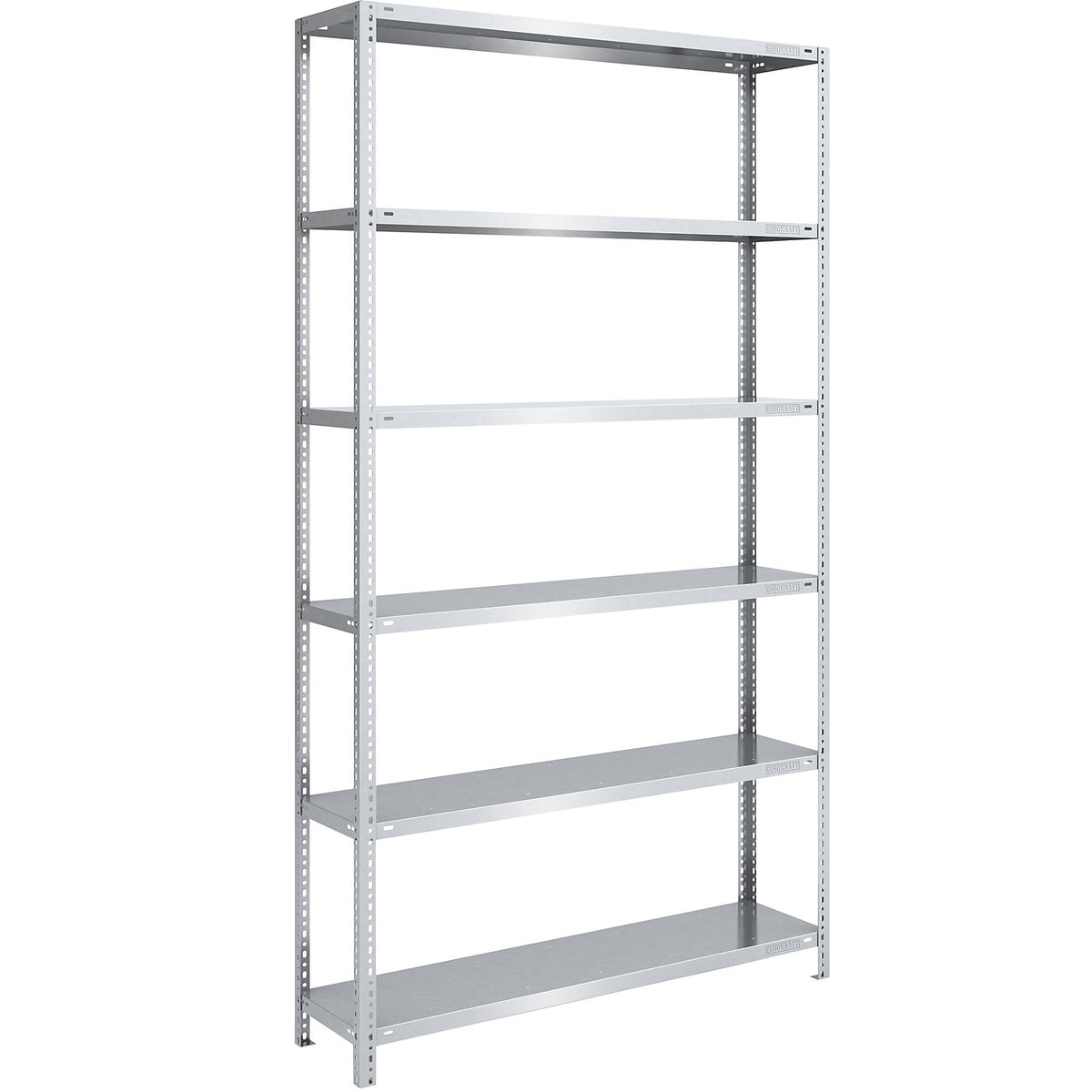 Bolt-together shelving, light duty, double-sided, HxWxD 2500 x 1300 x 400 mm, zinc plated, standard shelf unit.