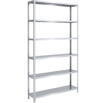 Bolt-together shelving, light duty, double-sided, HxWxD 2500 x 1300 x 400 mm, zinc plated, standard shelf unit.