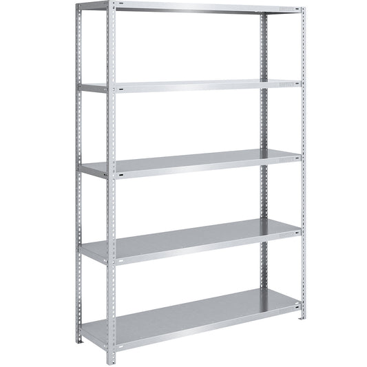 Bolt-together shelving, light duty, double-sided, HxWxD 2000 x 1300 x 500 mm, zinc plated, basic shelf unit.