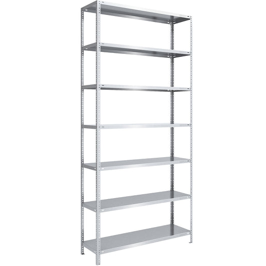 Bolt-together shelving, light duty, double-sided, HxWxD 3000 x 1300 x 500 mm, zinc plated, basic shelf unit.
