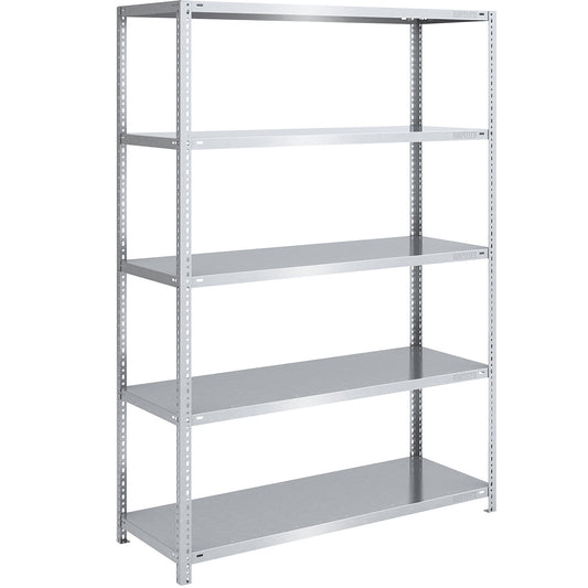 Bolt-together shelving, light duty, double-sided, HxWxD 2000 x 1300 x 600 mm, zinc plated, standard shelf unit.