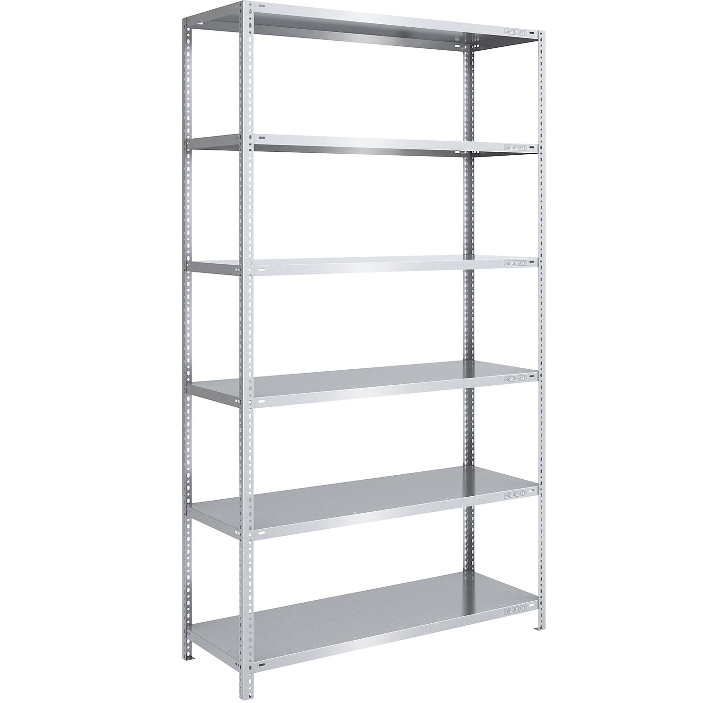 Bolt-together shelving, light duty, double-sided, HxWxD 2500 x 1300 x 600 mm, zinc plated, standard shelf unit.