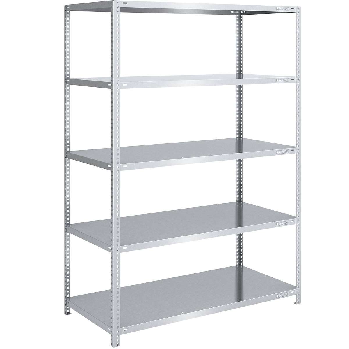 Bolt-together shelving, light duty, double-sided, HxWxD 2000 x 1300 x 800 mm, zinc plated, standard shelf unit.