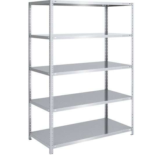 Bolt-together shelving, light duty, double-sided, HxWxD 2000 x 1300 x 800 mm, zinc plated, standard shelf unit.