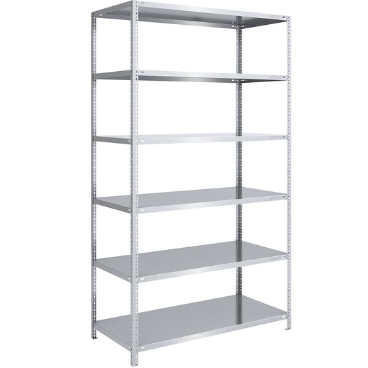 Bolt-together shelving, light duty, double-sided, HxWxD 2500 x 1300 x 800 mm, zinc plated, basic shelving unit.