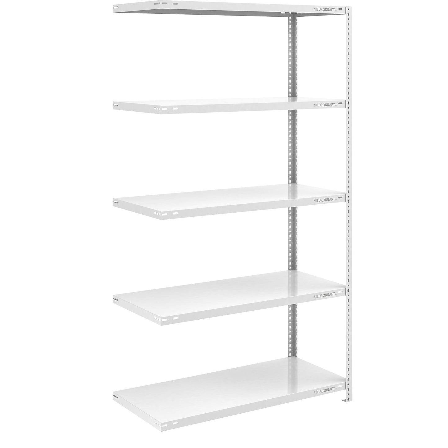 Storage bolt-together shelving, medium-duty, double-sided, HxWxD 2000 x 1000 x 600 mm, light grey, extension shelf unit.