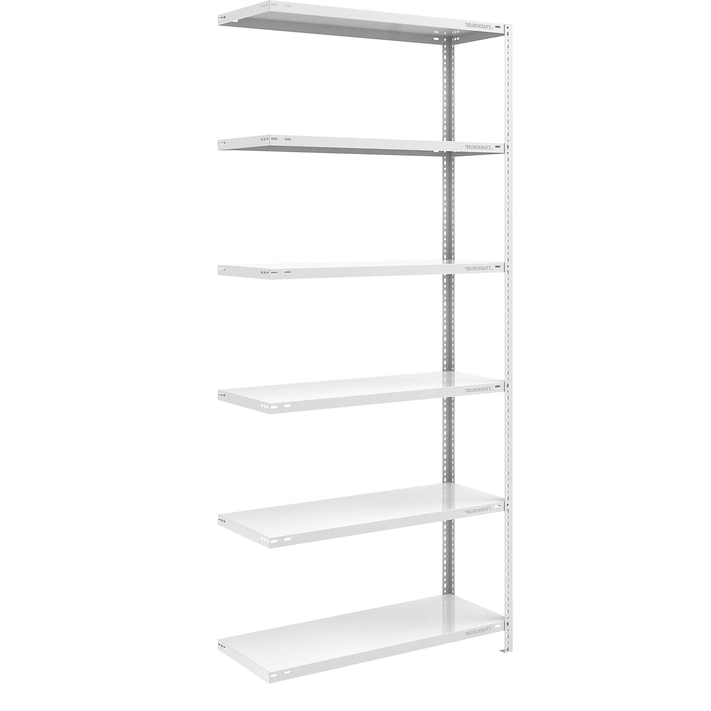 Storage bolt-together shelving, medium-duty, double-sided, HxWxD 2500 x 1000 x 500 mm, light grey, extension shelf unit.