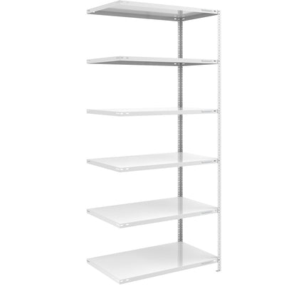 Storage bolt-together shelving, medium-duty, double-sided, HxWxD 2500 x 1000 x 800 mm, light grey, extension shelf unit.