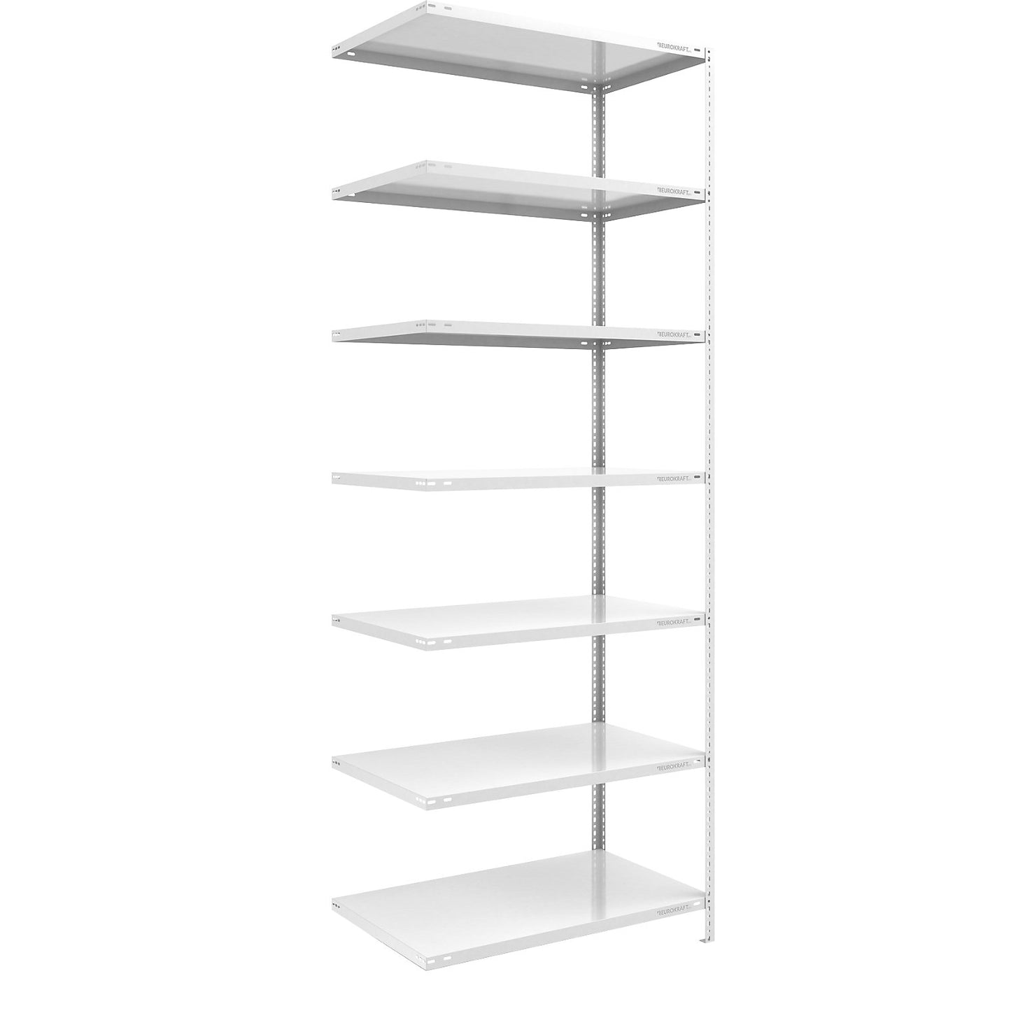 Storage bolt-together shelving, medium-duty, double-sided, HxWxD 3000 x 1000 x 800 mm, light grey, extension shelf unit.