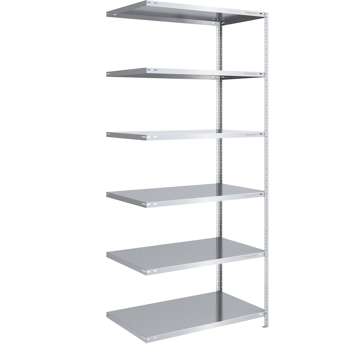 Storage bolt-together shelving, medium-duty, double-sided, HxWxD 2500 x 1000 x 800 mm, zinc plated, extension shelf unit.