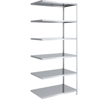 Storage bolt-together shelving, medium-duty, double-sided, HxWxD 2500 x 1000 x 800 mm, zinc plated, extension shelf unit.