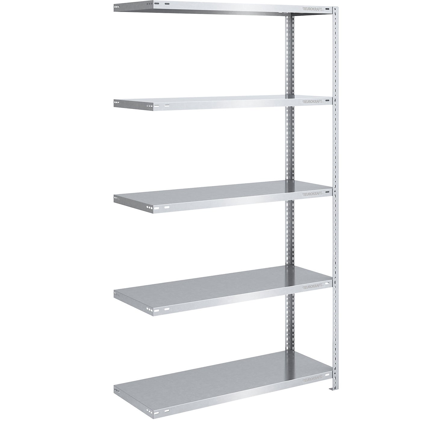 Storage bolt-together shelving, medium-duty, double-sided, HxWxD 2000 x 1000 x 500 mm, zinc plated, extension shelf unit.