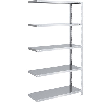 Storage bolt-together shelving, medium-duty, double-sided, HxWxD 2000 x 1000 x 500 mm, zinc plated, extension shelf unit.