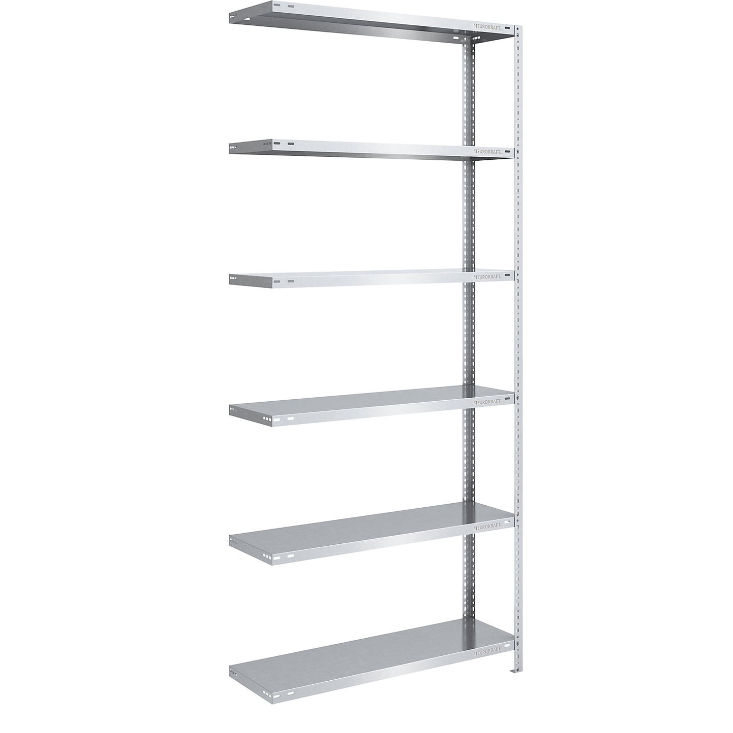 Storage bolt-together shelving, medium-duty, double-sided, HxWxD 2500 x 1000 x 400 mm, zinc plated, extension shelf unit.