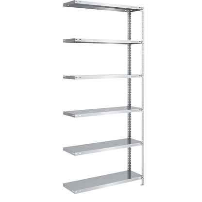 Storage bolt-together shelving, medium-duty, double-sided, HxWxD 2500 x 1000 x 400 mm, zinc plated, extension shelf unit.