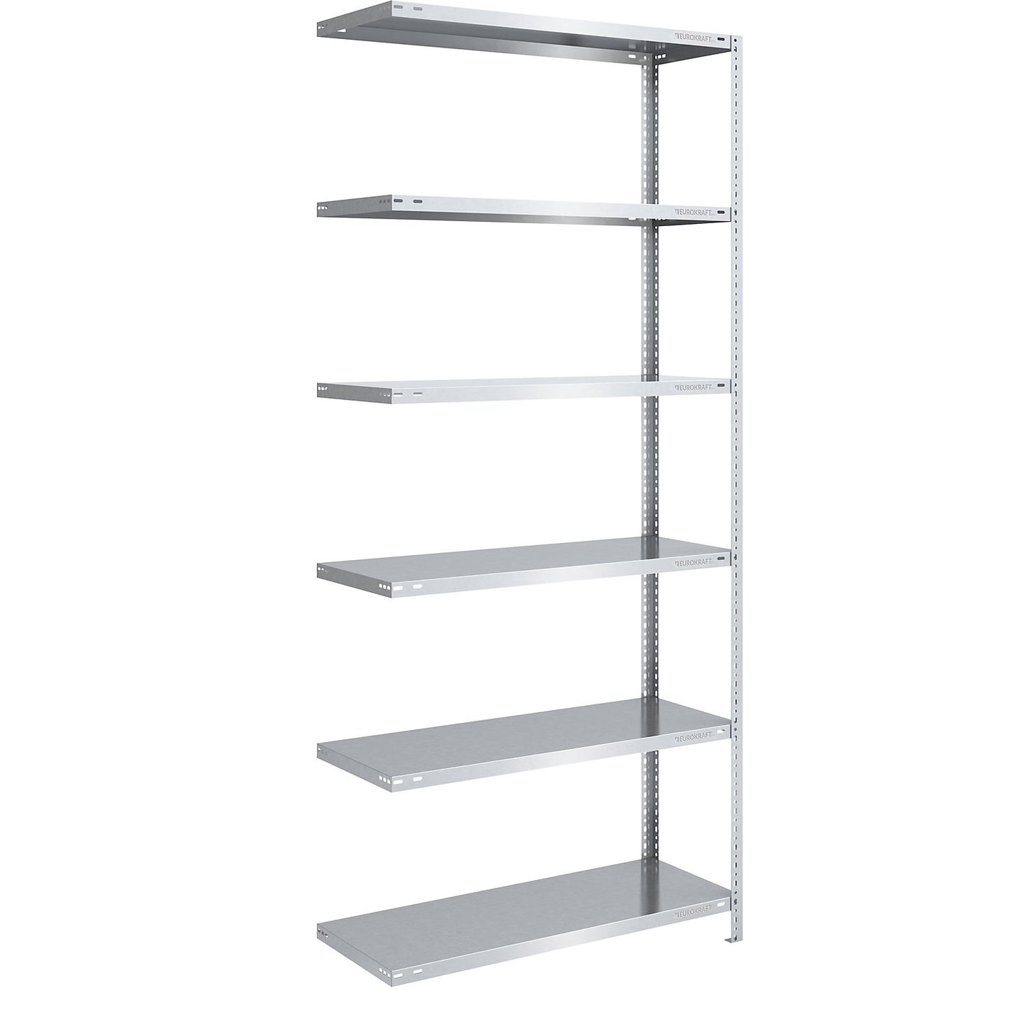 Storage bolt-together shelving, medium-duty, double-sided, HxWxD 2500 x 1000 x 500 mm, zinc plated, extension shelf unit.