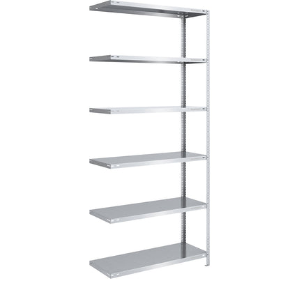 Storage bolt-together shelving, medium-duty, double-sided, HxWxD 2500 x 1000 x 500 mm, zinc plated, extension shelf unit.