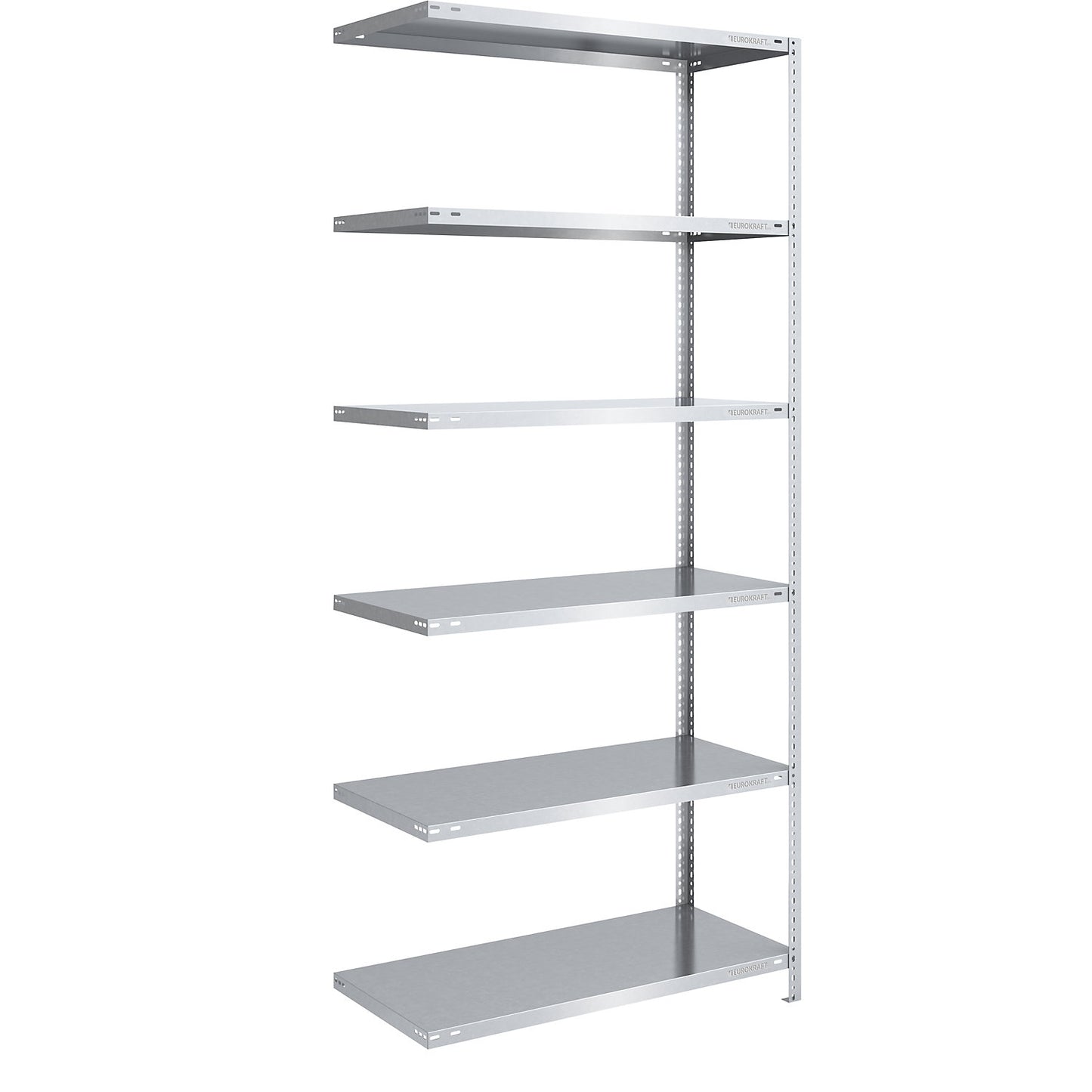 Storage bolt-together shelving, medium-duty, double-sided, HxWxD 2500 x 1000 x 600 mm, zinc plated, extension shelf unit.