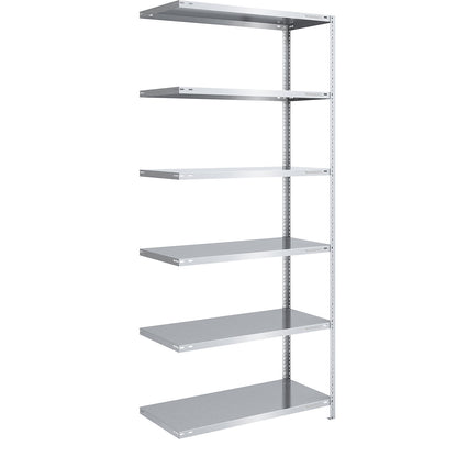 Storage bolt-together shelving, medium-duty, double-sided, HxWxD 2500 x 1000 x 600 mm, zinc plated, extension shelf unit.