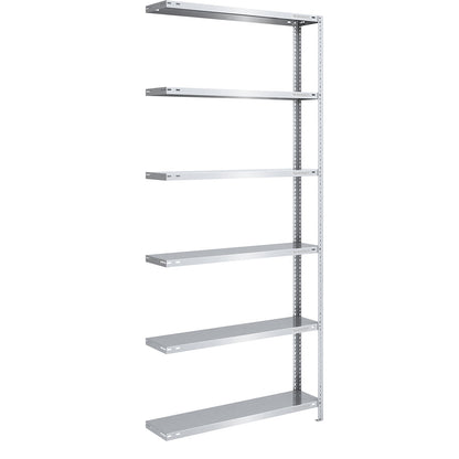 Storage bolt-together shelving, medium-duty, double-sided, HxWxD 2500 x 1000 x 300 mm, zinc plated, extension shelf unit.