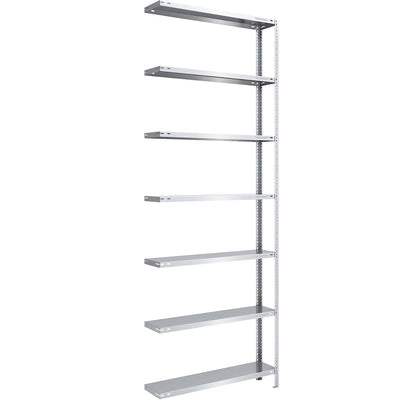 Storage bolt-together shelving, medium-duty, double-sided, HxWxD 3000 x 1000 x 300 mm, zinc plated, extension shelf unit.